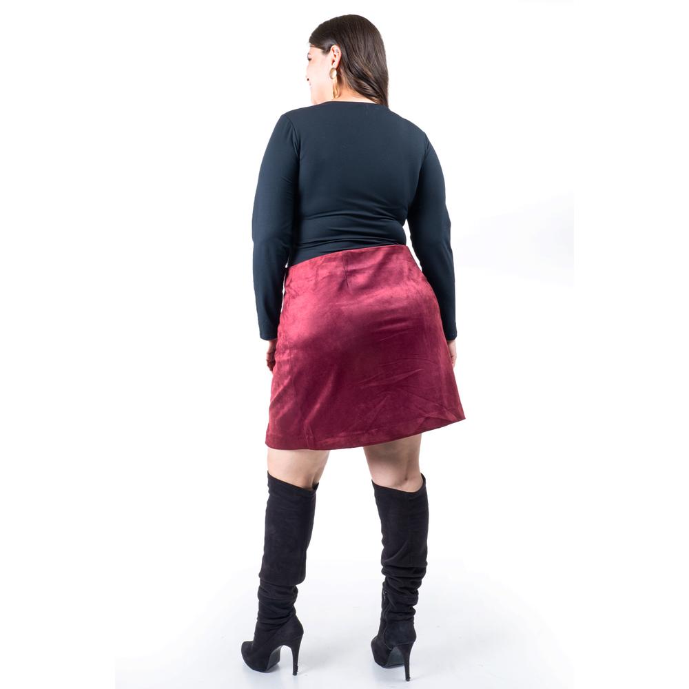 Foto 4 pulgar | Falda Corta De Gamuza Roman Fashion /tallas Extras, 3073 (vino) Vino