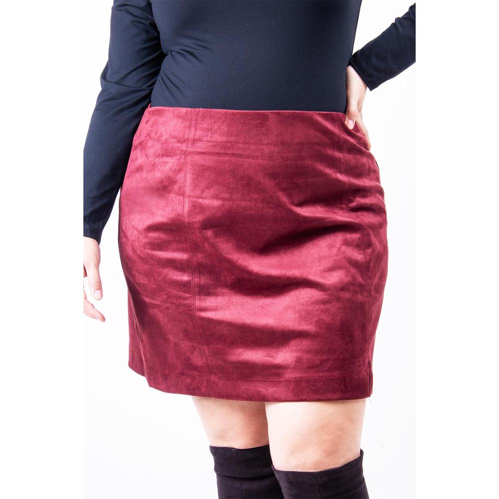Foto 4 | Falda Corta De Gamuza Roman Fashion /tallas Extras, 3073 (vino) Vino