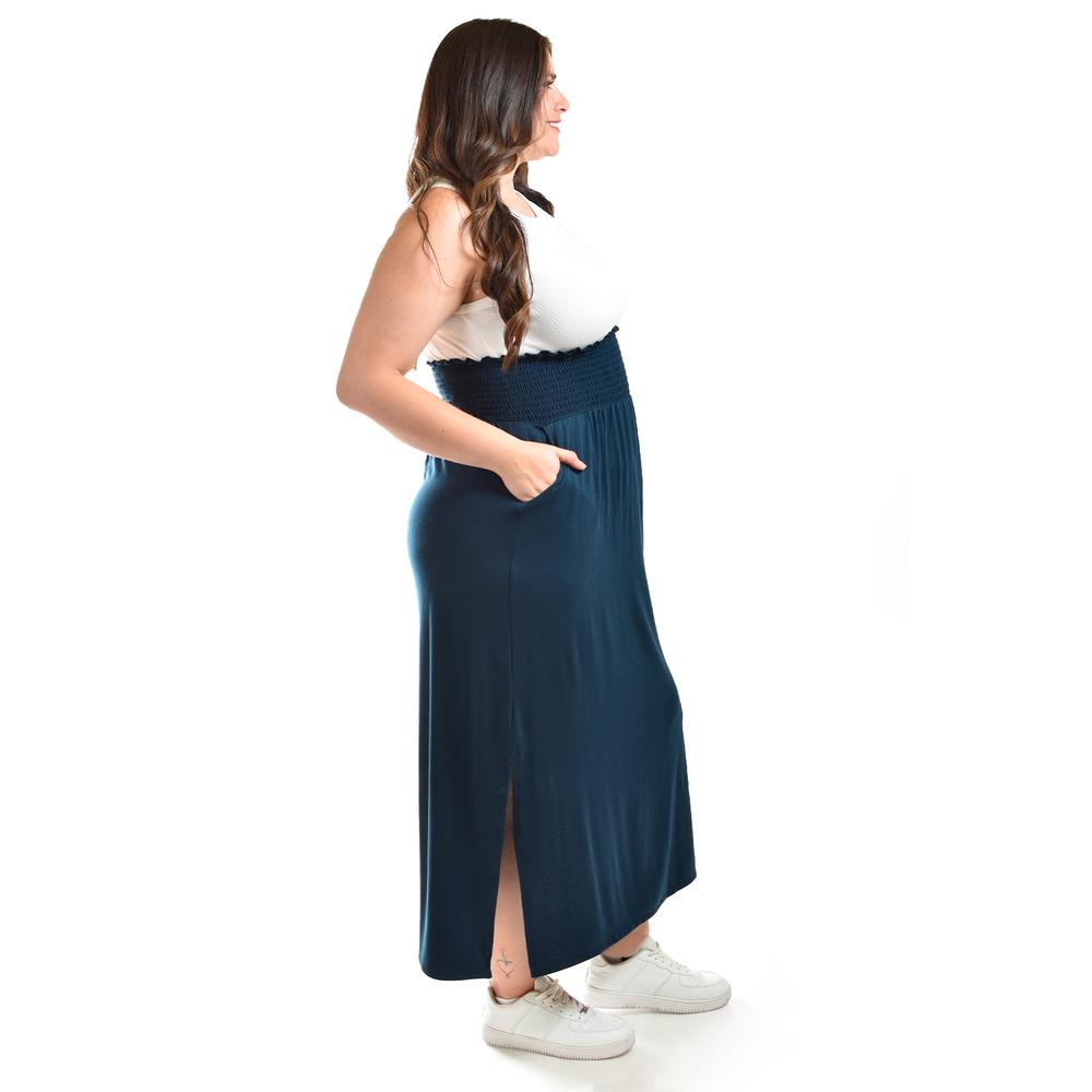 Foto 3 pulgar | Maxi Falda Cintura Smock Roman Fashion /tallas Extras, 8300 (azul Marino) Azul Marino