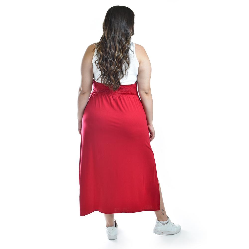 Foto 4 pulgar | Maxi Falda Cintura Smock Roman Fashion /tallas Extras, 8300 (rojo) Rojo