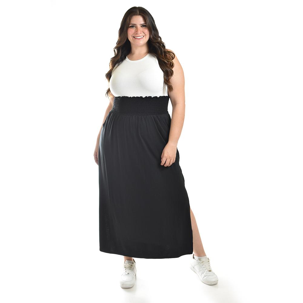 Foto 2 pulgar | Maxi Falda Cintura Smock Roman Fashion /tallas Extras, 8300 (negro) Negro