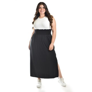 Foto 1 | Maxi Falda Cintura Smock Roman Fashion /tallas Extras, 8300 (negro) Negro