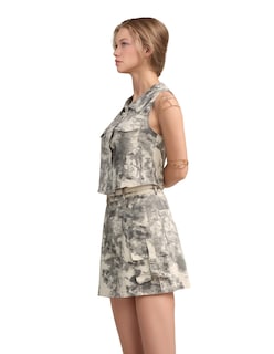 Foto 2 | Conjunto Casual Modelo Cargo Falda Mini Y Blusa De Gabardina
