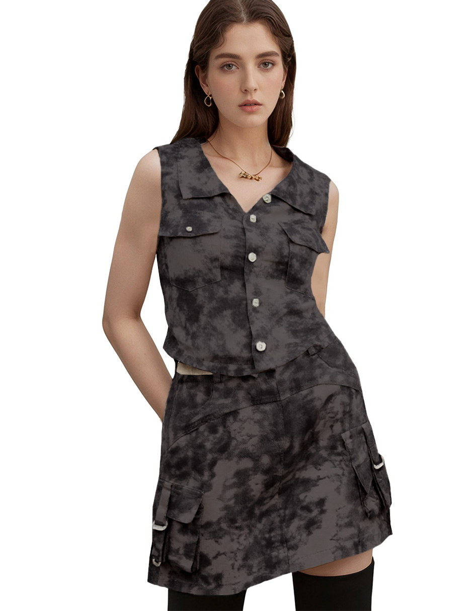 Conjunto Casual Modelo Cargo Falda Mini Y Blusa De Gabardina