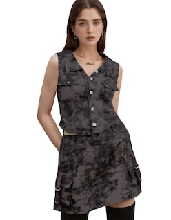 Foto 1 | Conjunto Casual Modelo Cargo Falda Mini Y Blusa De Gabardina