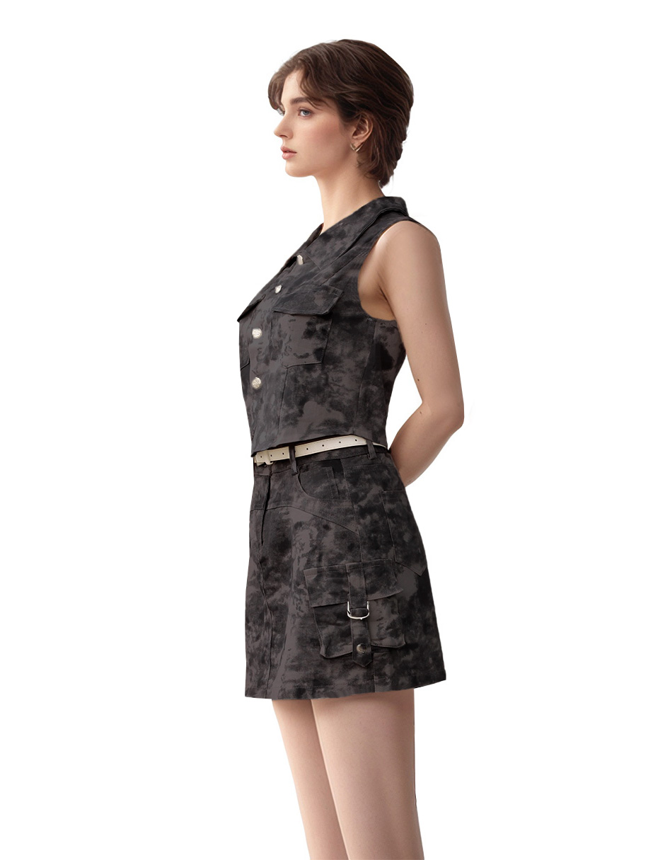 Foto 2 | Conjunto Casual Modelo Cargo Falda Mini Y Blusa De Gabardina