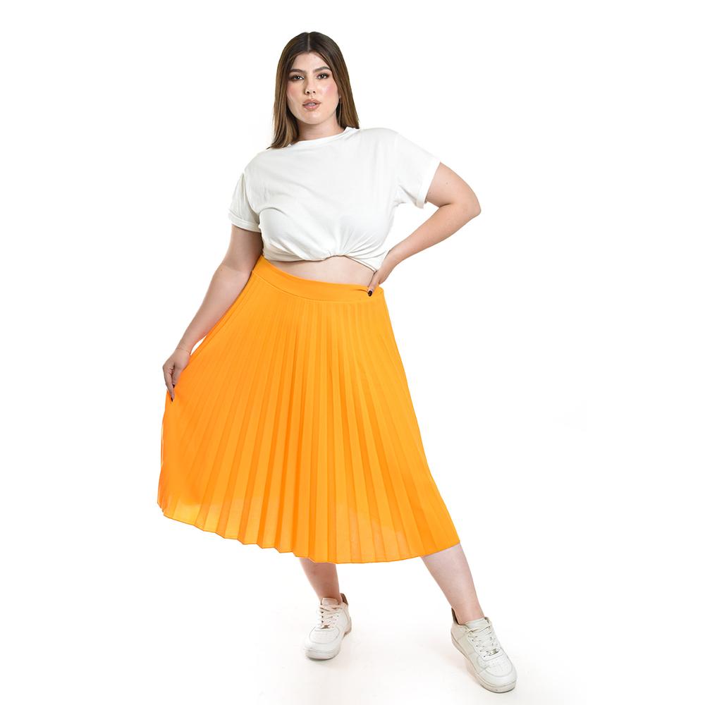 Falda Plisada Midi Roman Fashion/tallas Extras, 715 (mango) Amarillo