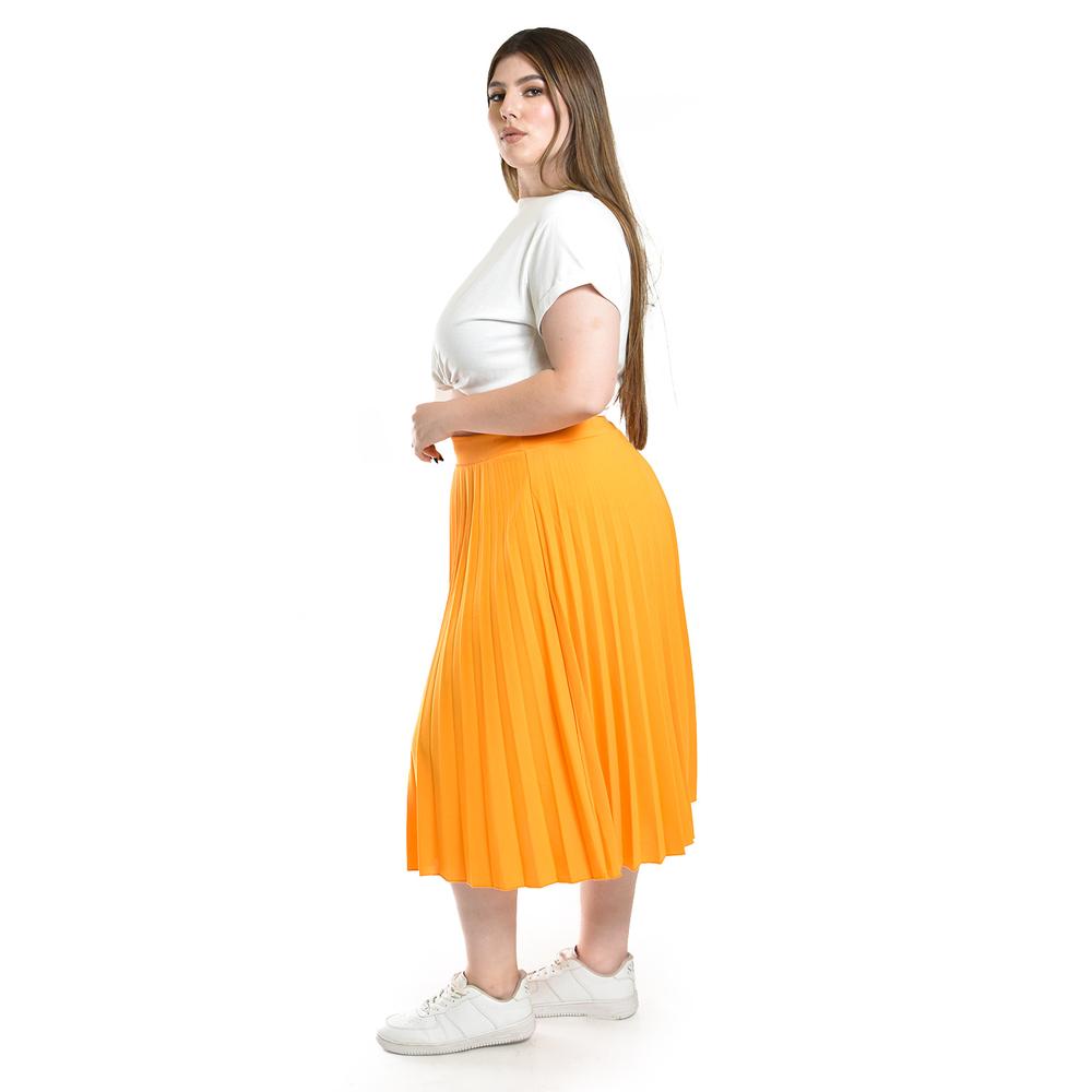Foto 2 | Falda Plisada Midi Roman Fashion/tallas Extras, 715 (mango) Amarillo