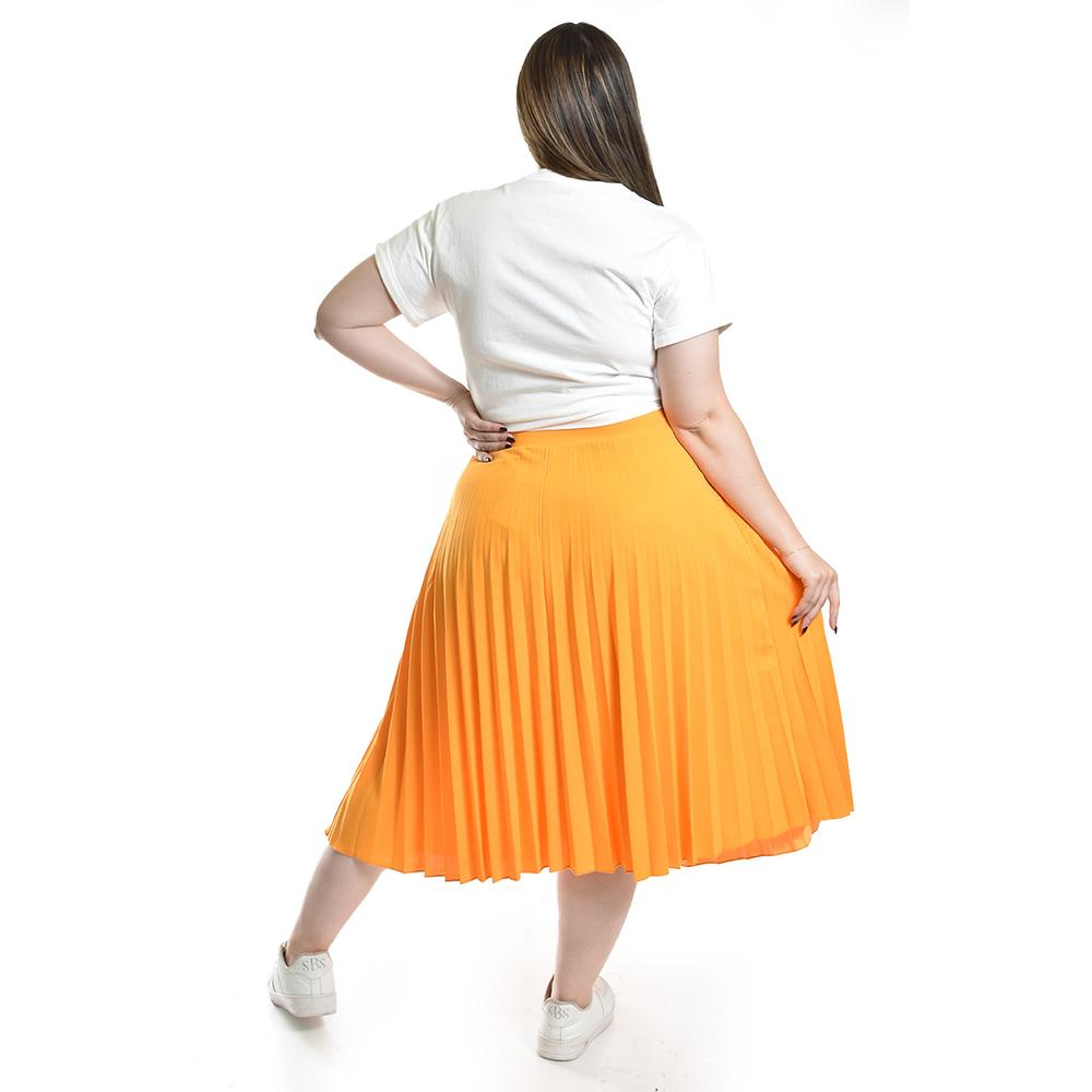 Foto 3 | Falda Plisada Midi Roman Fashion/tallas Extras, 715 (mango) Amarillo