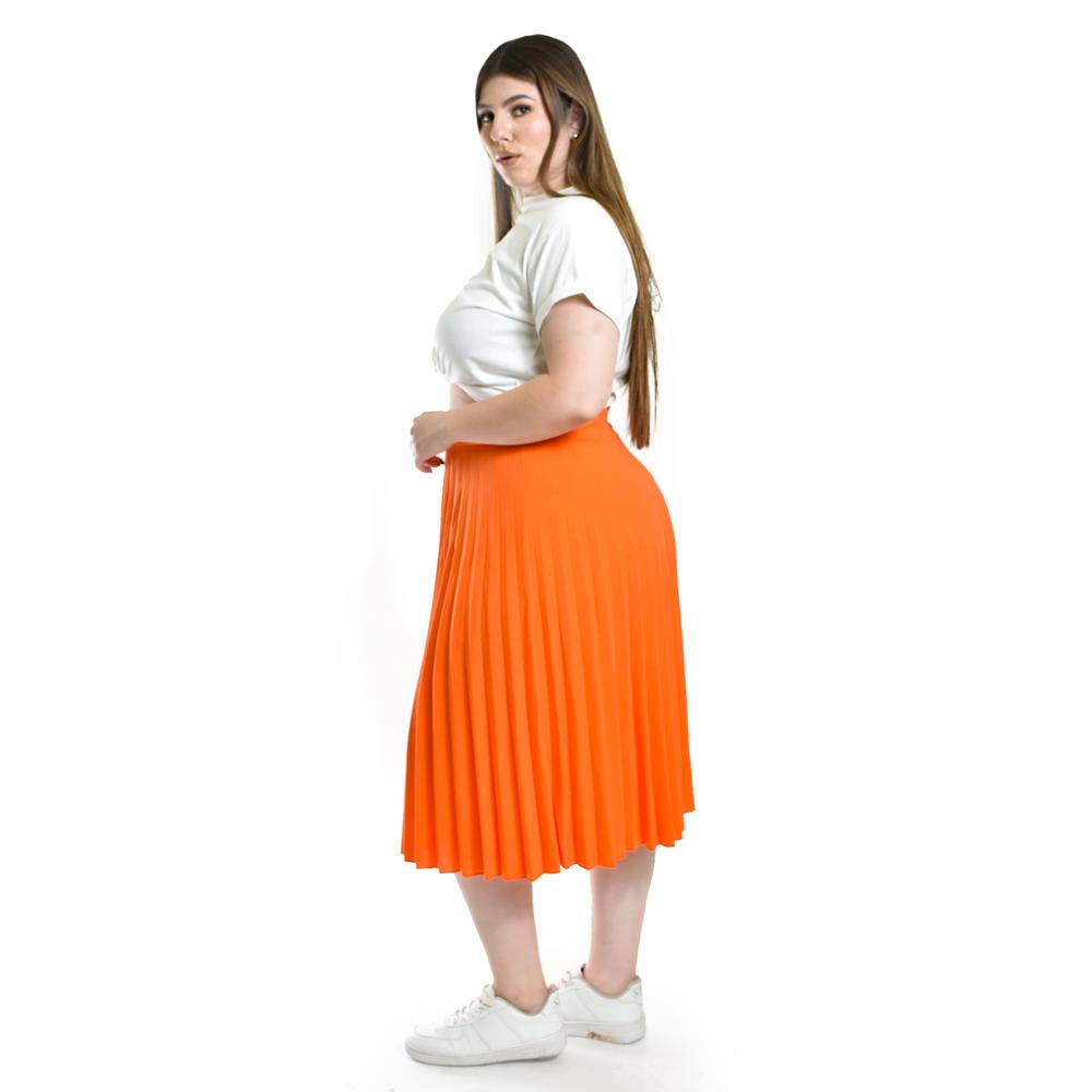 Foto 2 | Falda Plisada Midi Roman Fashion/tallas Extras, 715 (naranja) Naranja