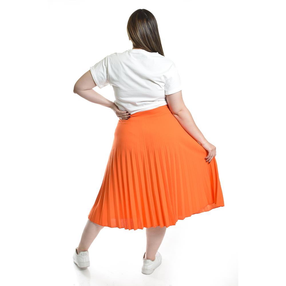 Foto 3 | Falda Plisada Midi Roman Fashion/tallas Extras, 715 (naranja) Naranja