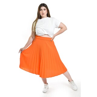 Foto 4 | Falda Plisada Midi Roman Fashion/tallas Extras, 715 (naranja) Naranja