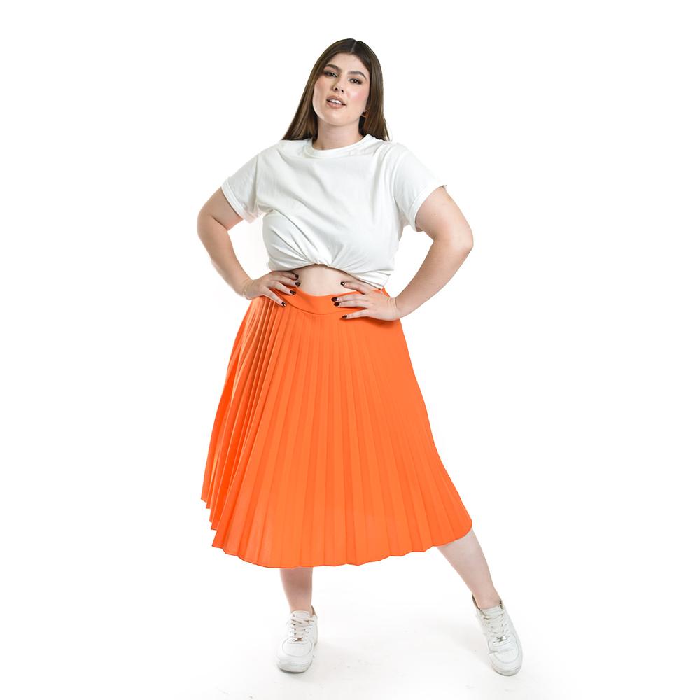 Foto 5 | Falda Plisada Midi Roman Fashion/tallas Extras, 715 (naranja) Naranja