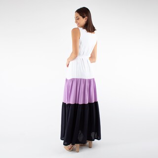 Foto 2 | Maxi Vestido Bloques de Color Amad Blanco