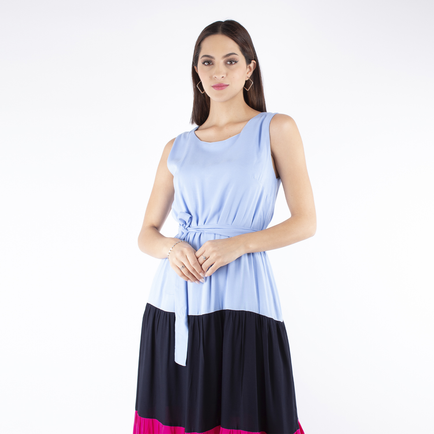 Foto 4 | Maxi Vestido Bloques de Color Amad Azul Cielo
