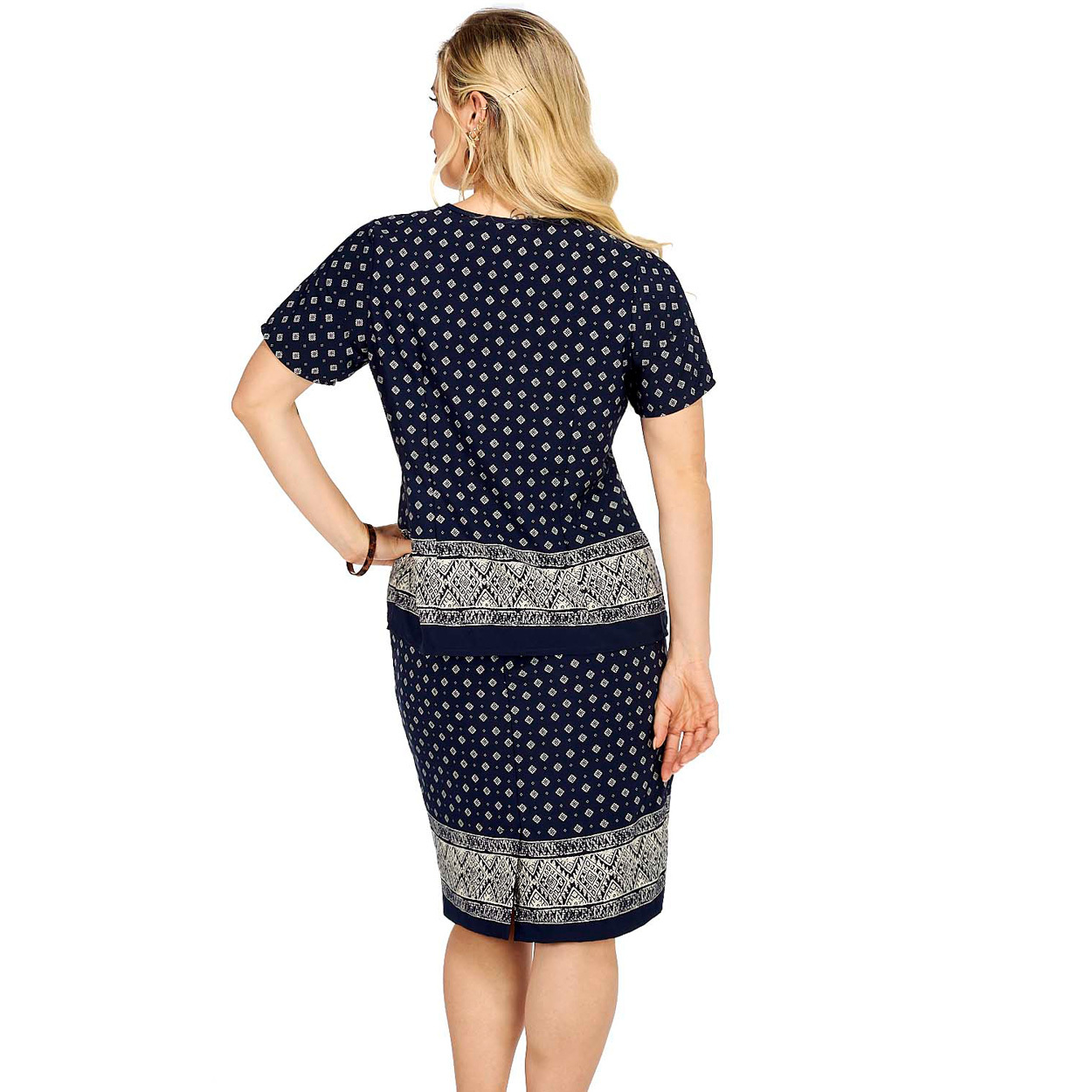 Foto 4 pulgar | Vestido Túnico Mundo Terra color Azul con Estampado para Dama