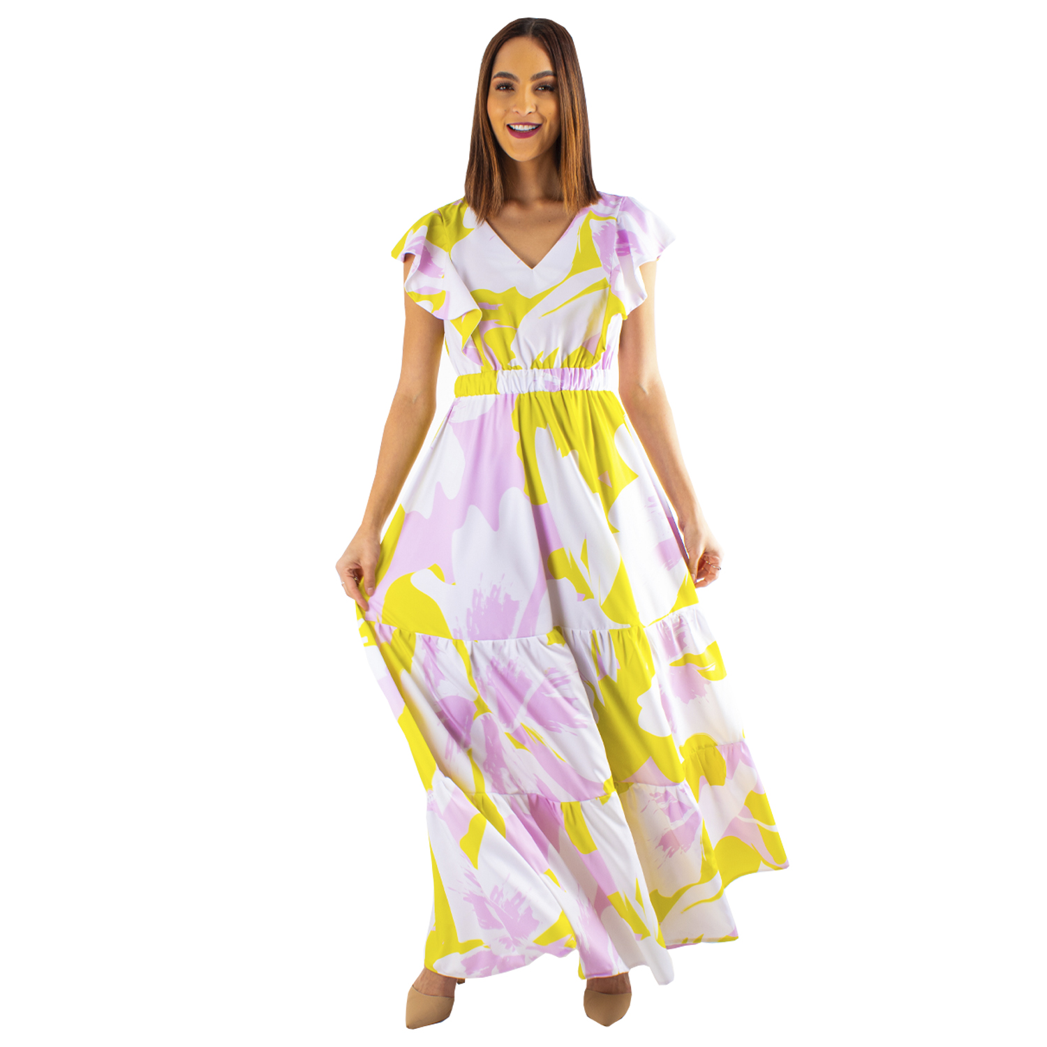 Foto 1 | Maxi Vestido De Olanes Con Escarolas Amad Print Floral