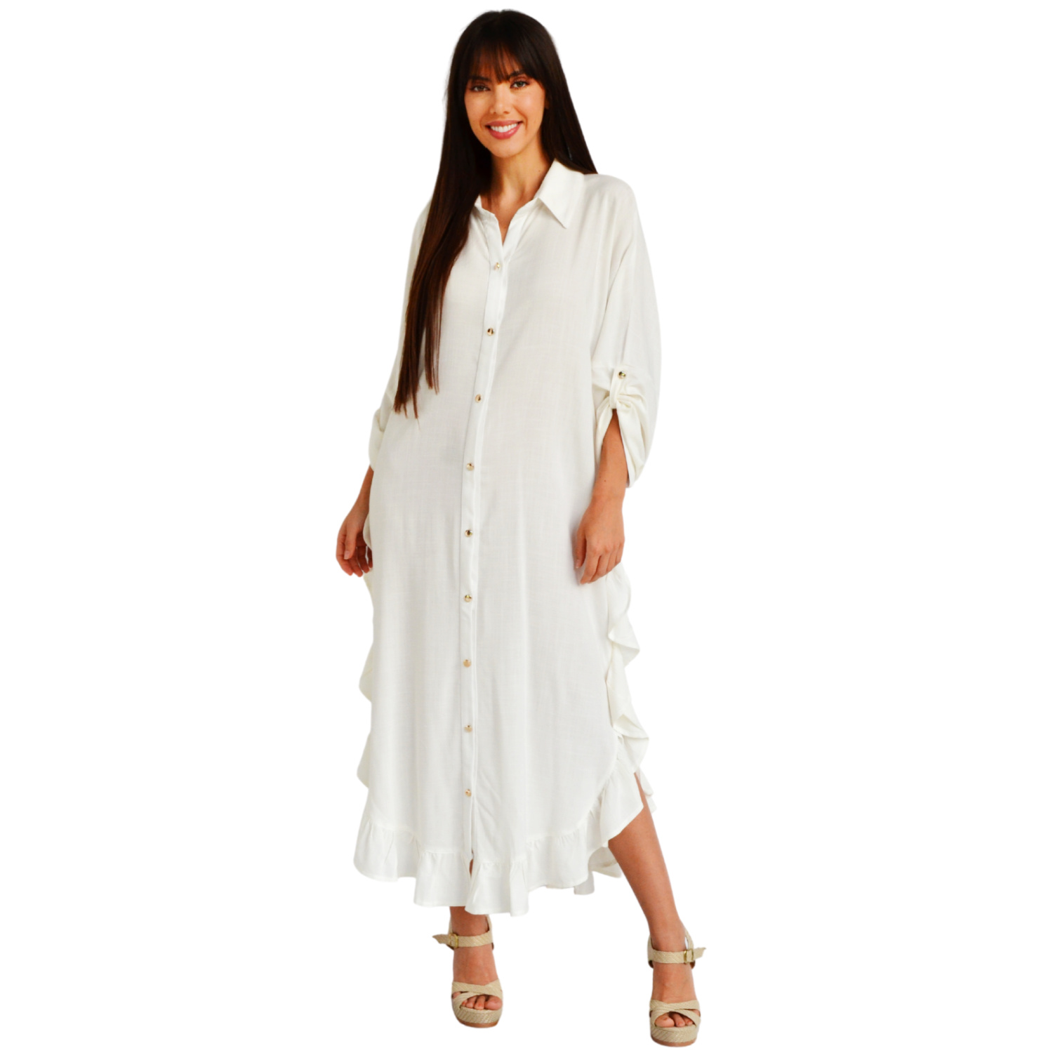 Foto 2 pulgar | Vestido Roman Fashion color Blanco para Mujer