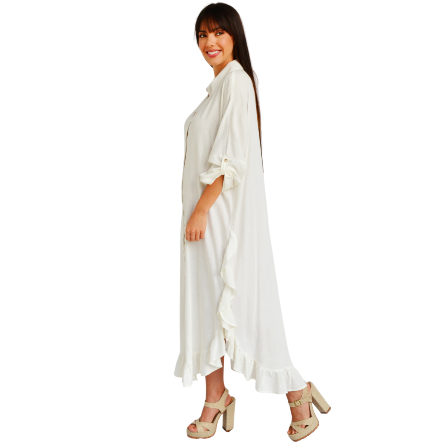 Foto 3 pulgar | Vestido Roman Fashion color Blanco para Mujer