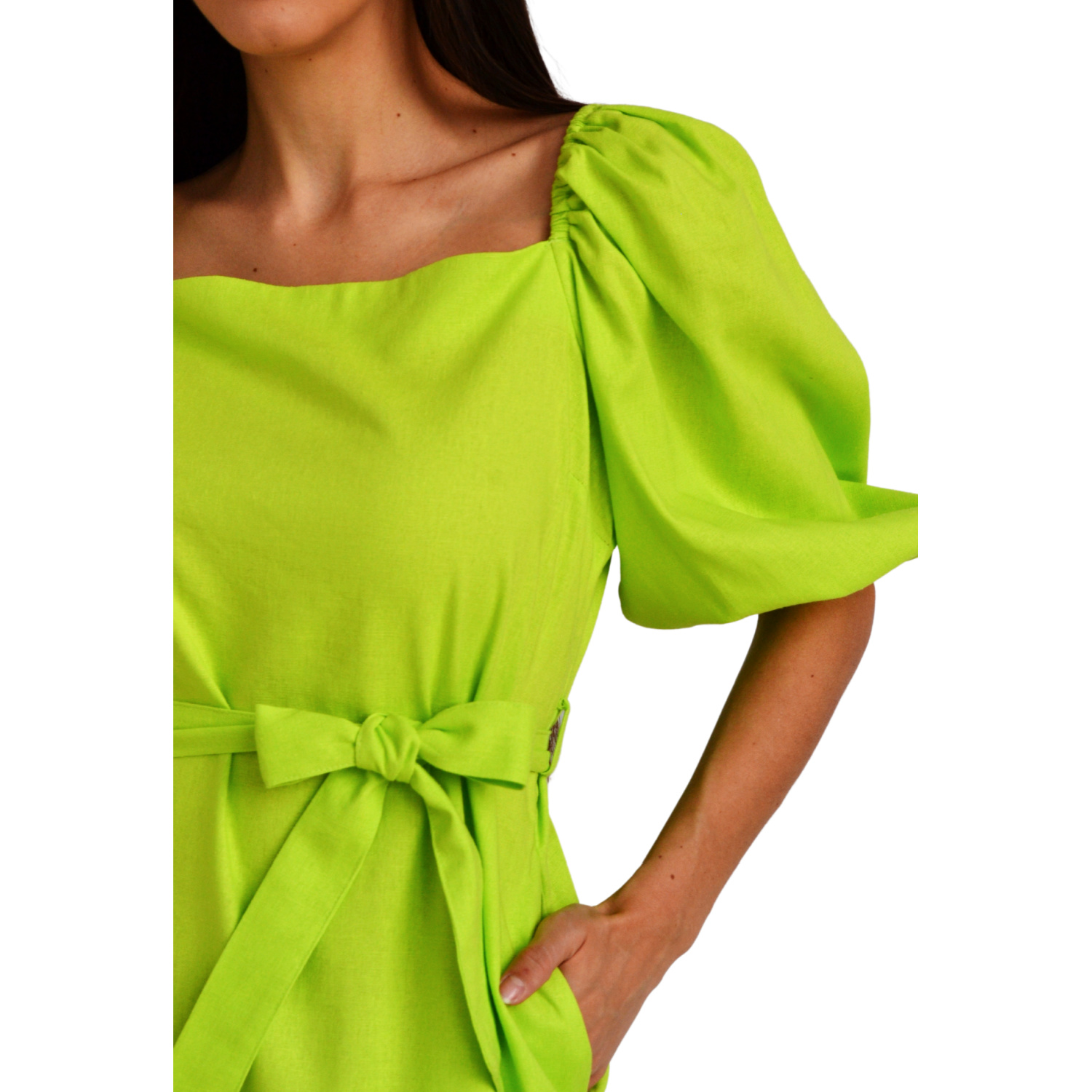 Foto 5 pulgar | Vestido con Escote Cuadrado Roman Fashion V-ST-1045 color Lima