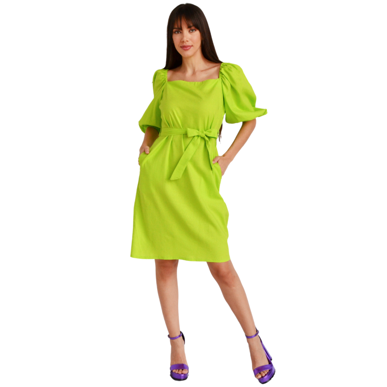 Foto 6 pulgar | Vestido con Escote Cuadrado Roman Fashion V-ST-1045 color Lima