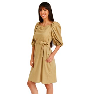 Foto 2 | Vestido de Lino con Escote Cuadrado Roman Fashion V-ST-1045-ARENA color Arena