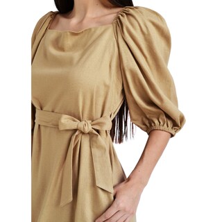 Foto 4 | Vestido de Lino con Escote Cuadrado Roman Fashion V-ST-1045-ARENA color Arena