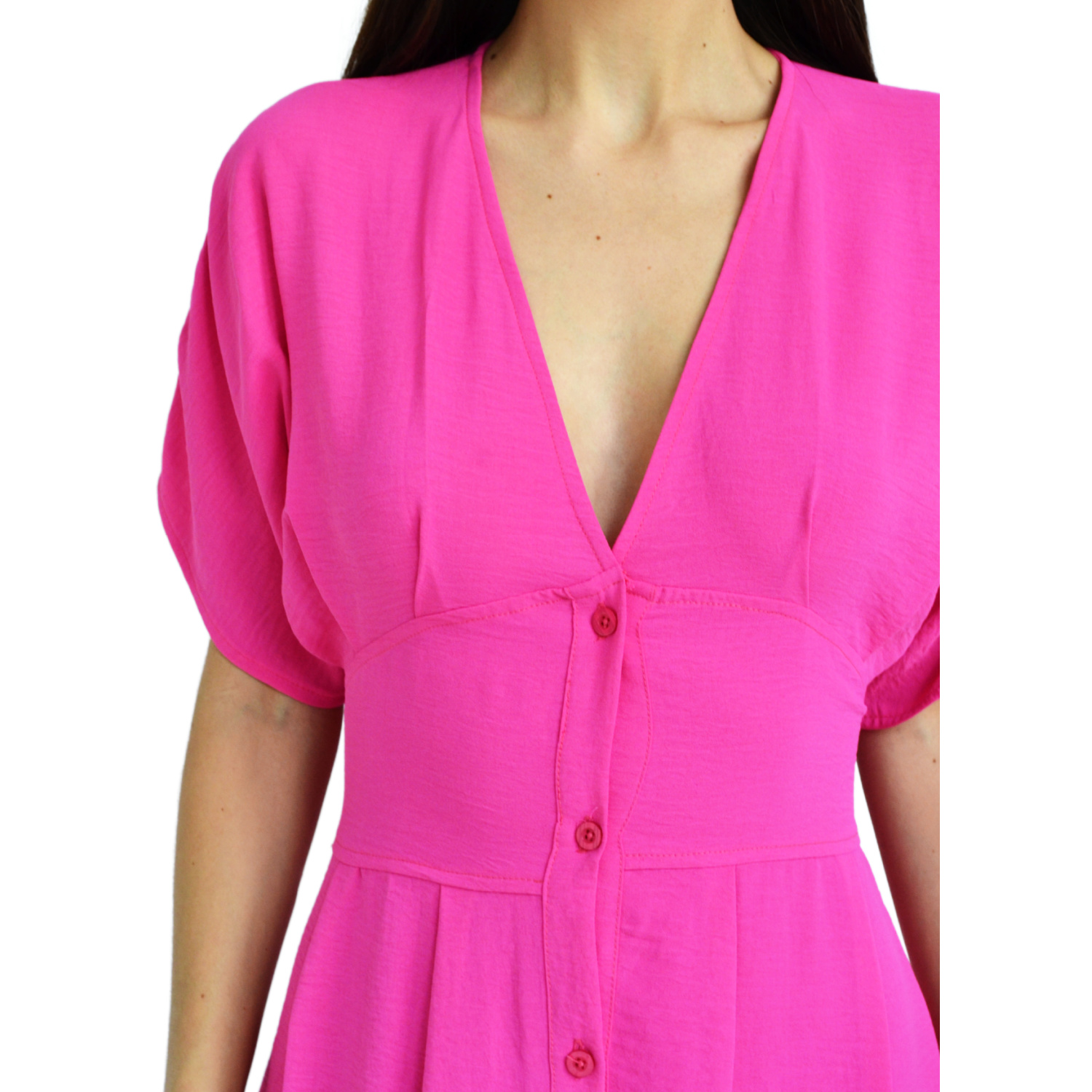 Foto 5 pulgar | Vestido Manga Corta Roman Fashion color Fucsia