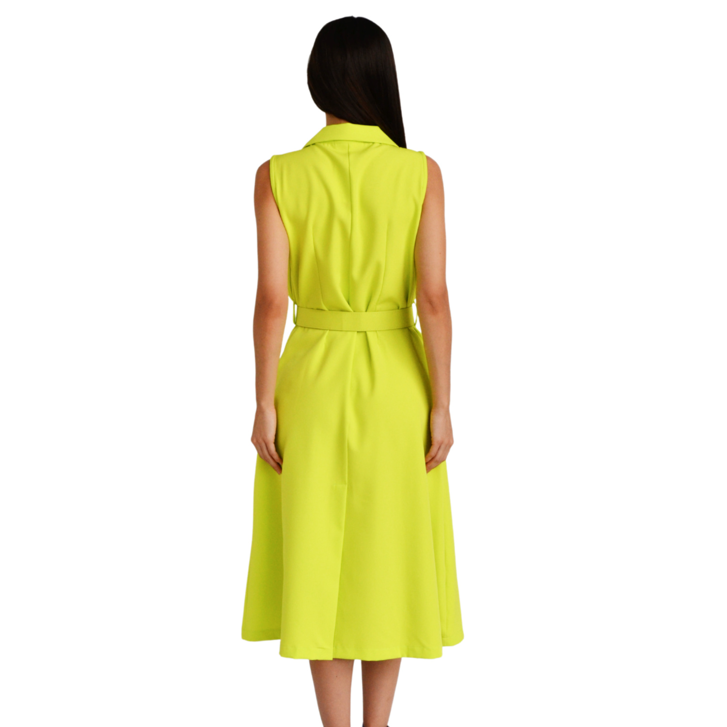 Foto 4 pulgar | Vestido Chaleco con Cinturón Roman Fashion V-MIC-2156 color Verde