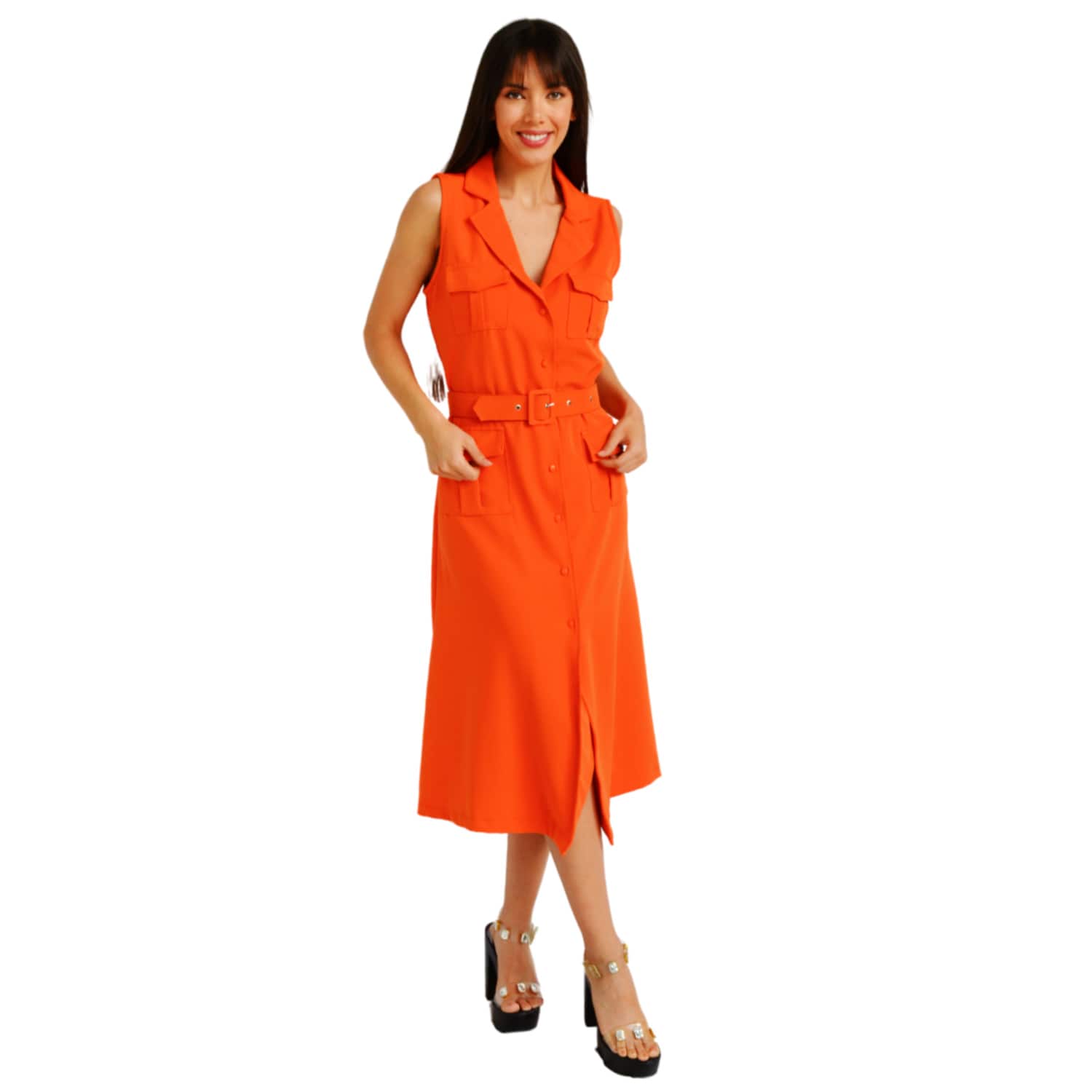 Vestido Roman Fashion V-MIC-2156 color Naranja $829