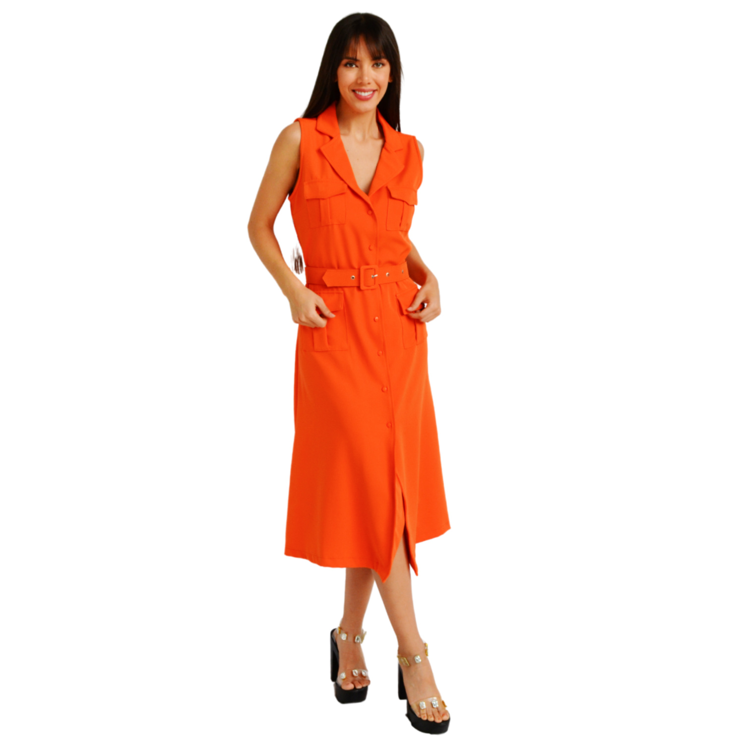 Vestido Roman Fashion V-MIC-2156 color Naranja