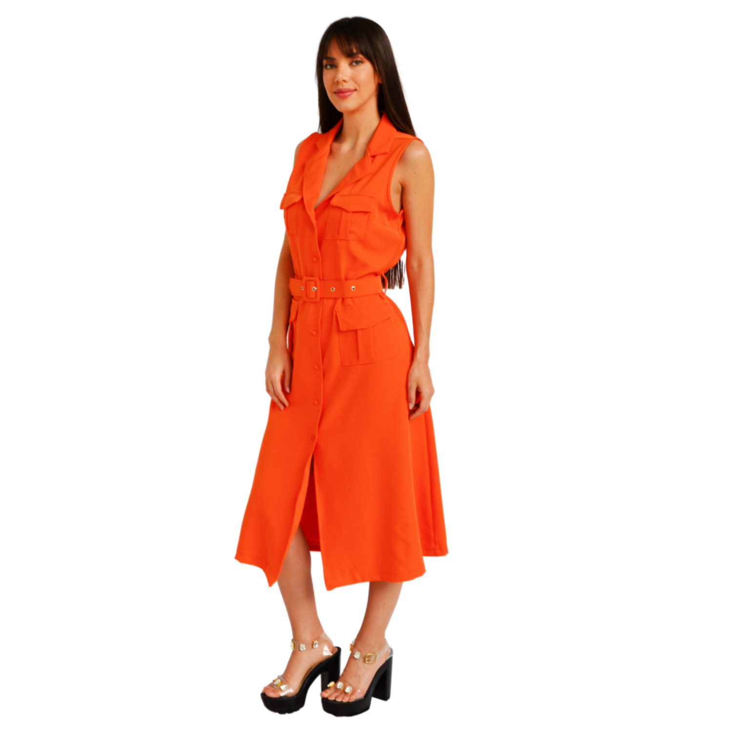 Foto 3 pulgar | Vestido Roman Fashion V-MIC-2156 color Naranja