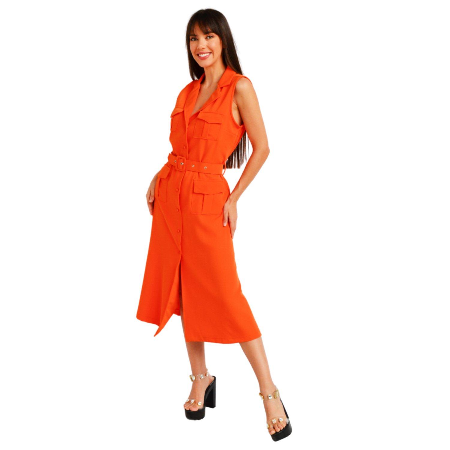 Foto 6 pulgar | Vestido Roman Fashion V-MIC-2156 color Naranja