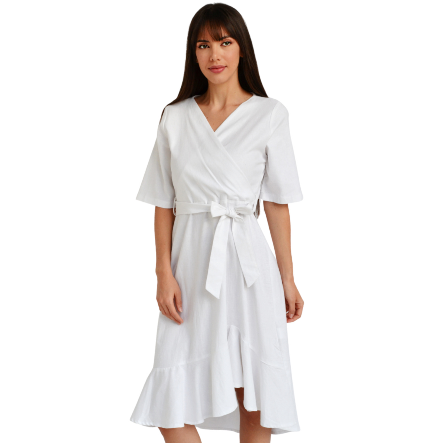 Foto 1 | Vestido de Lino Roman Fashion V-ST-1076 color Blanco