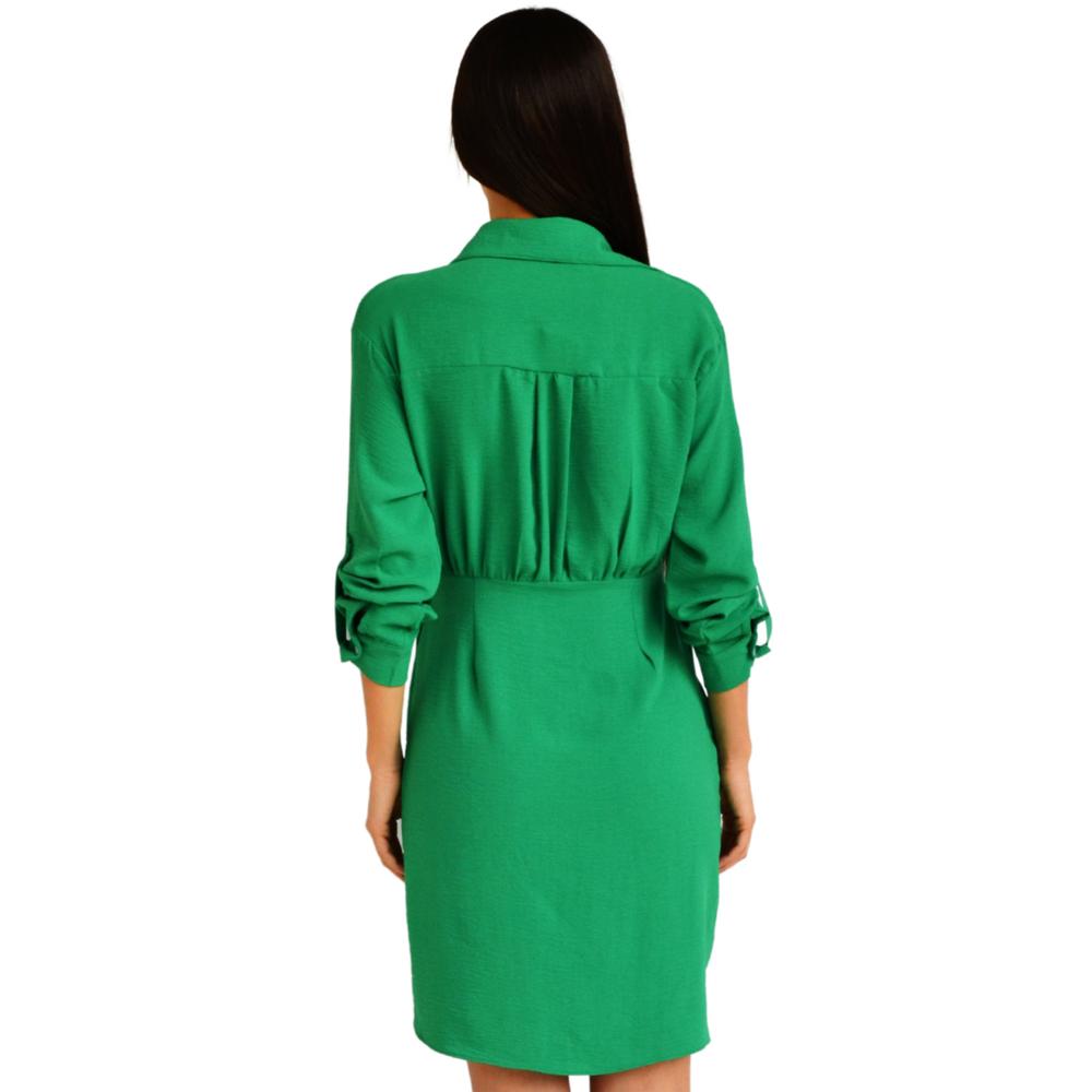 Foto 4 pulgar | Vestido Camisero con Moño Roman Fashion V-ELY-621 color Verde