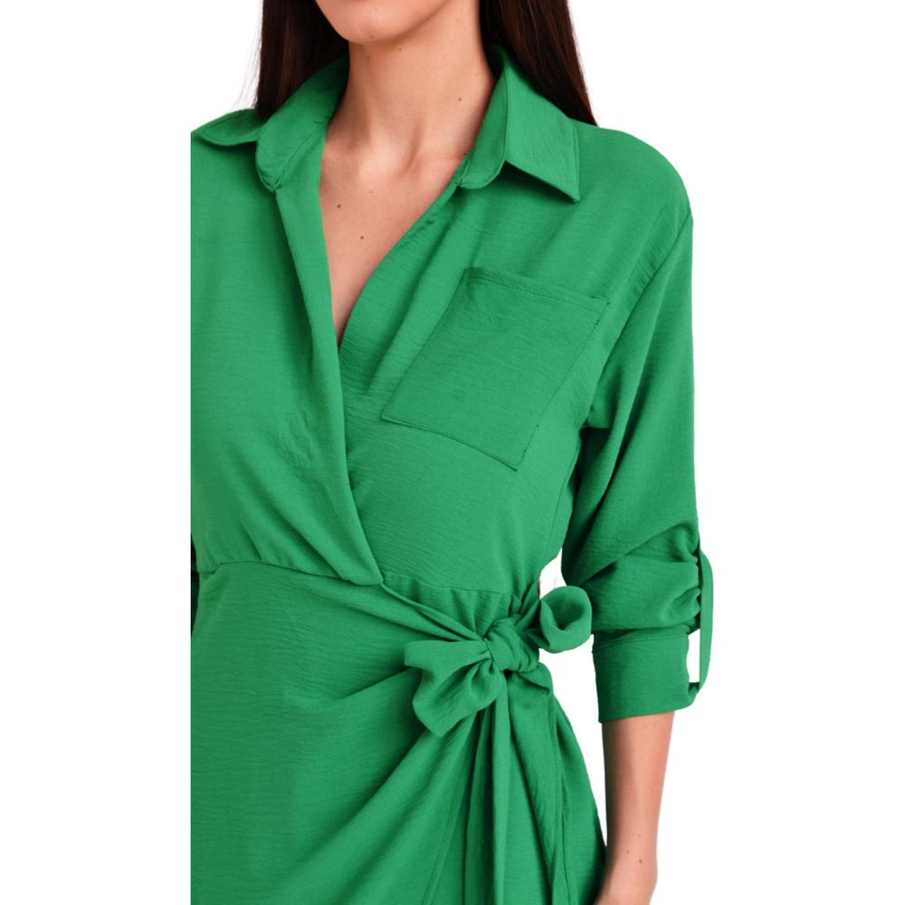 Foto 5 pulgar | Vestido Camisero con Moño Roman Fashion V-ELY-621 color Verde