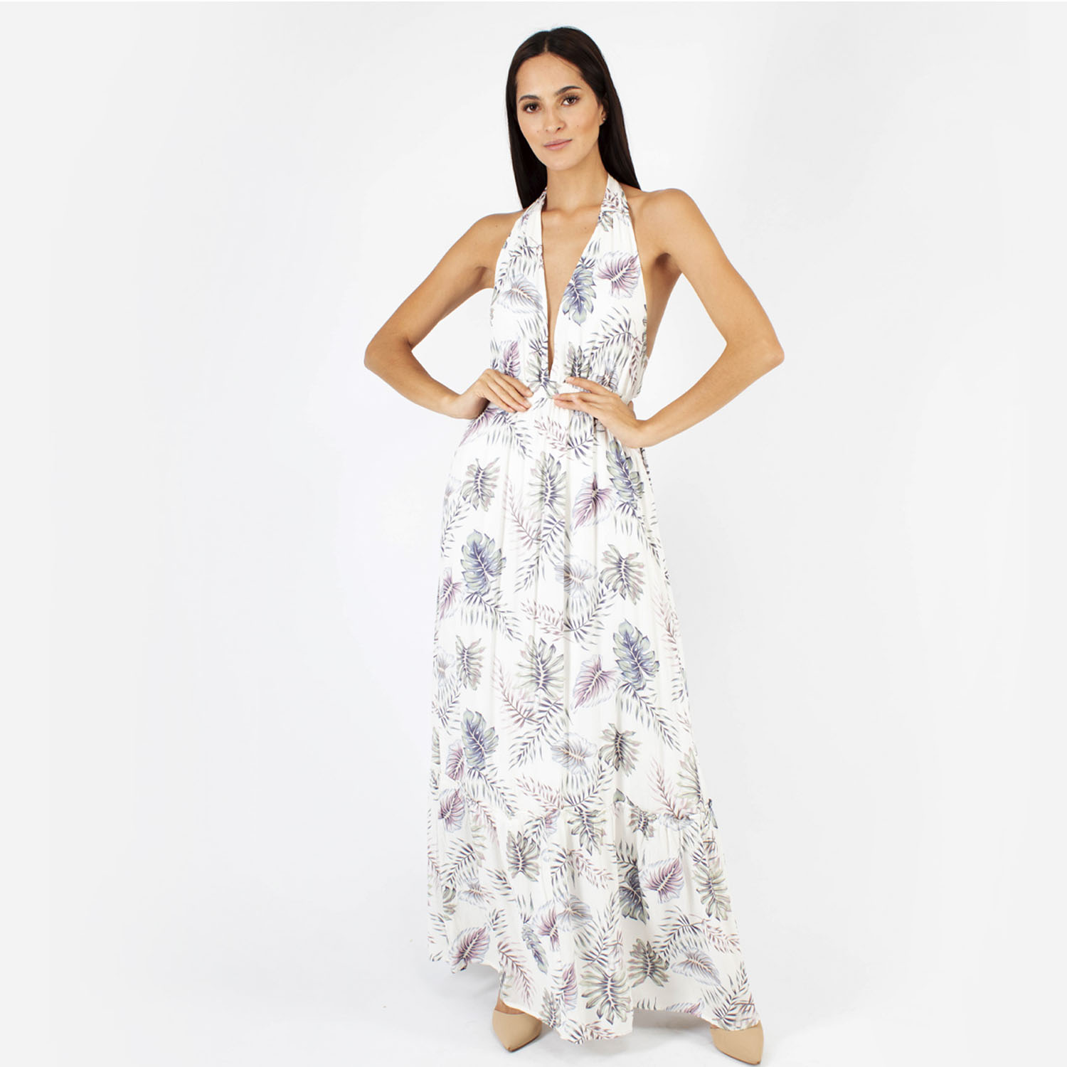 Foto 2 | Maxi Vestido Amad SS22-V16-B-SS Multicolor Halter de Espalda Descubierta con Print de Flores