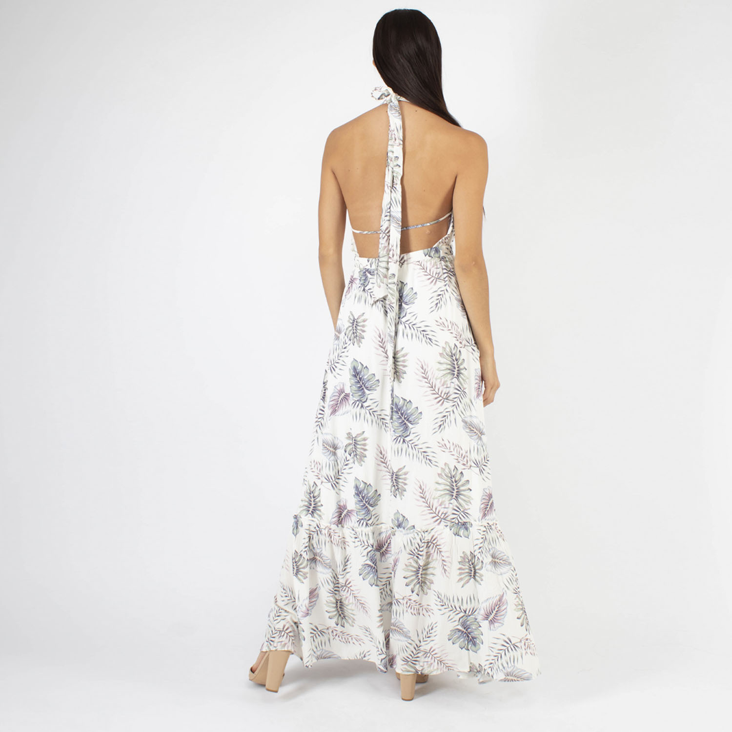 Foto 5 pulgar | Maxi Vestido Amad SS22-V16-B-SS Multicolor Halter de Espalda Descubierta con Print de Flores