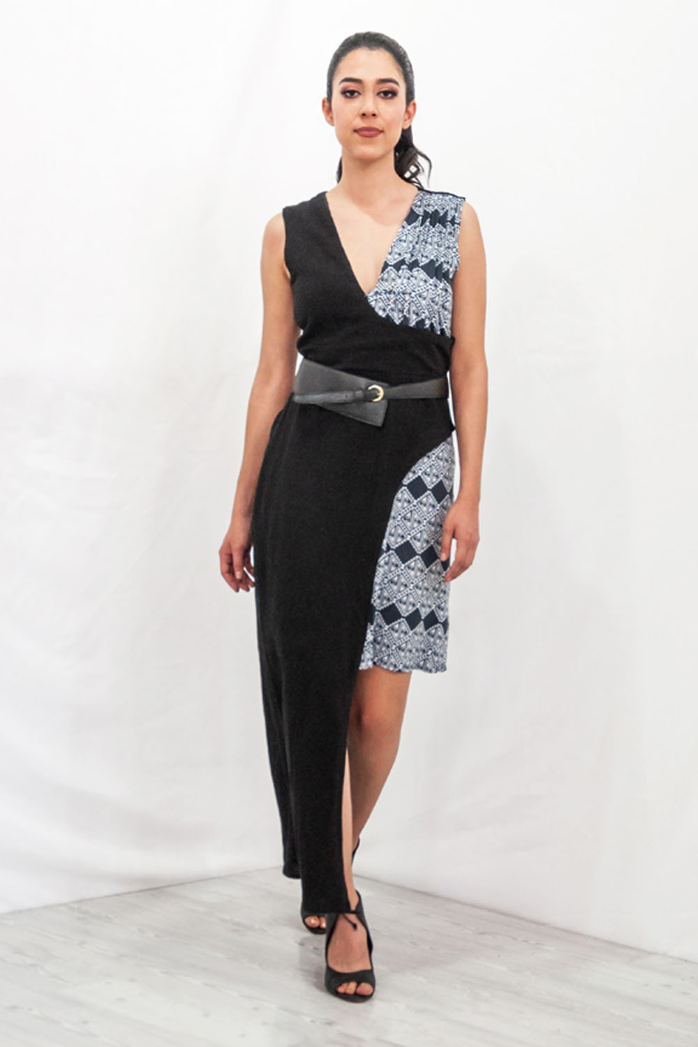 Foto 3 | Vestido A Ángelozano Al-w05 Estampado Artesanal incluye Cinto para Mujer