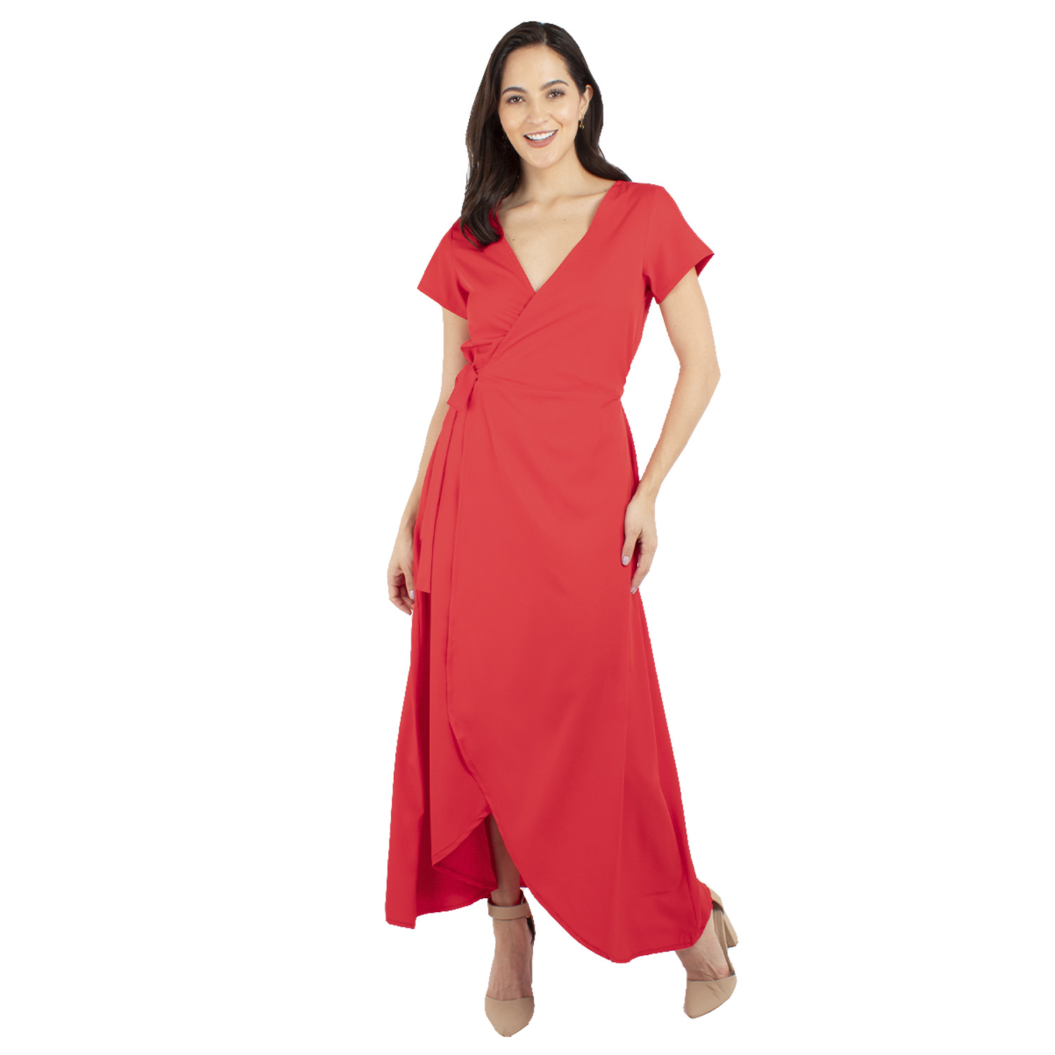 Vestido Amad Manga Corta color Rojo para Mujer