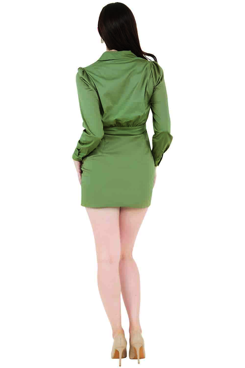 Foto 3 pulgar | Vestido Devendi 315-78 Verde Olivo Camisero
