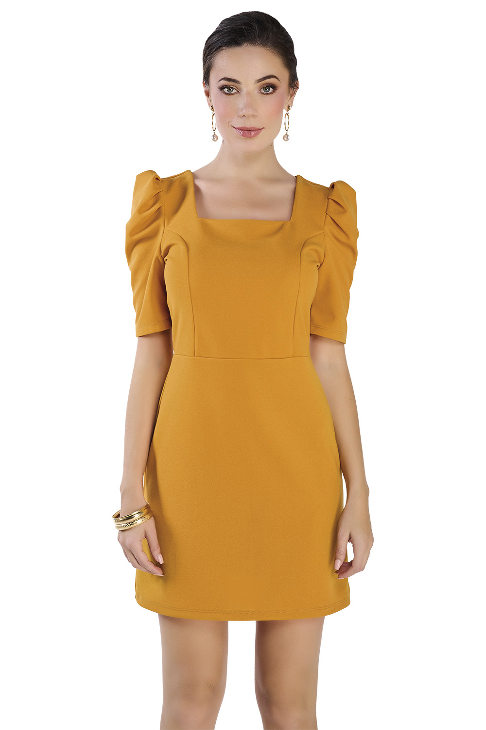 Vestido Devendi color Mostaza para Mujer