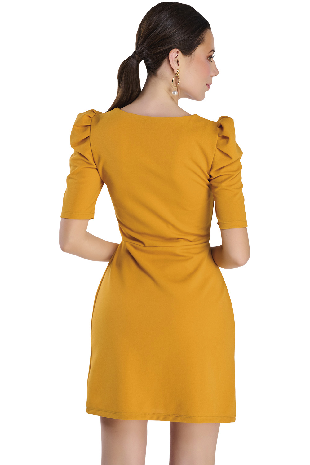 Foto 3 pulgar | Vestido Devendi color Mostaza para Mujer