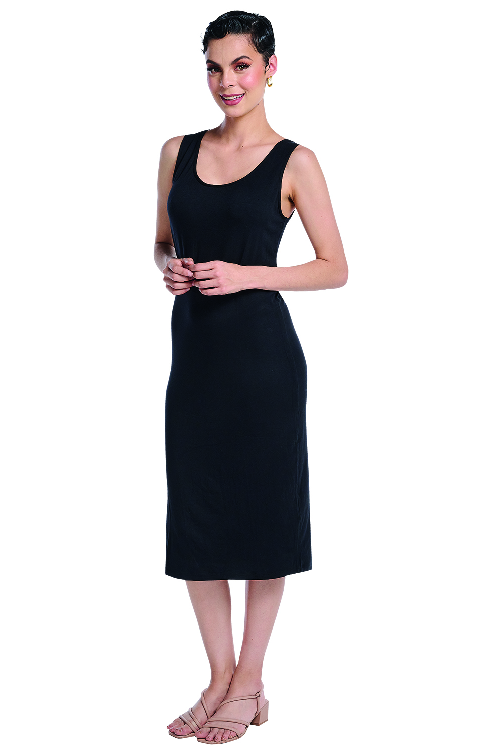 Vestido Devendi color Negro Stretch Midi