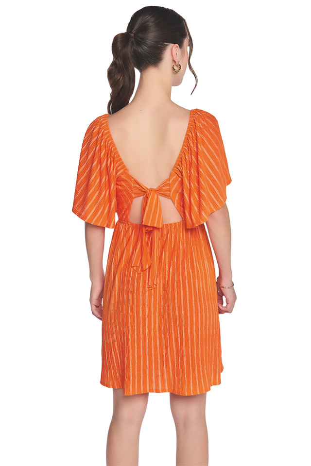 Foto 3 pulgar | Vestido Devendi Color Naranja Líneas Stretch
