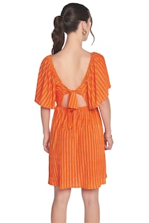 Foto 2 | Vestido Devendi Color Naranja Líneas Stretch