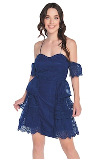 Foto 1 | Vestido Devendi Color Azul Encaje