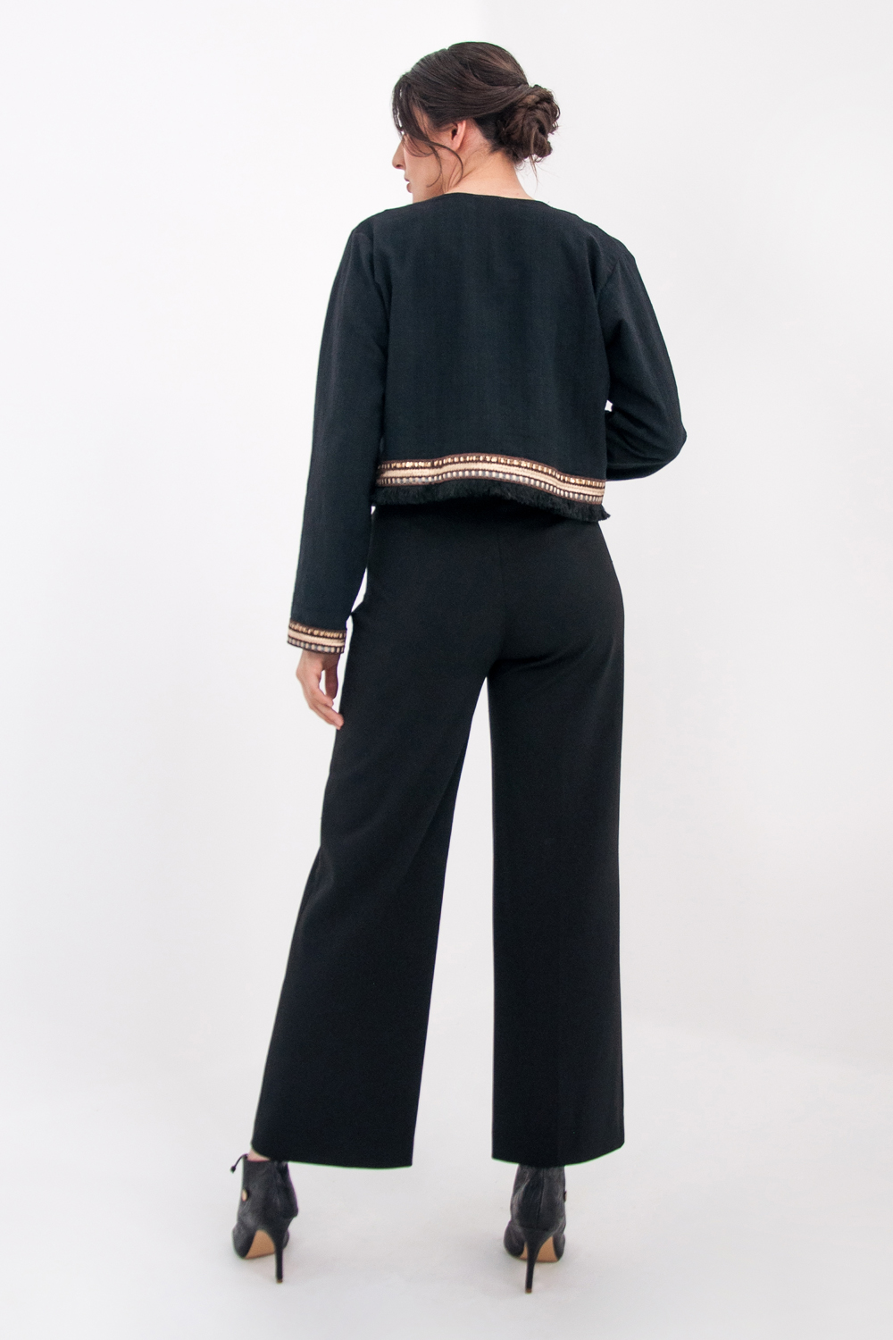 Foto 7 | Saco De Mujer A Ángelozano Torerita De Manta Tipo Lino Color Negro Al-w12
