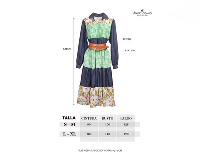 Foto 2 | Vestido De Dama A Ángelozano Tipo Campirano Varios Estampados, Con Cinto De Hebilla, Al-w 55