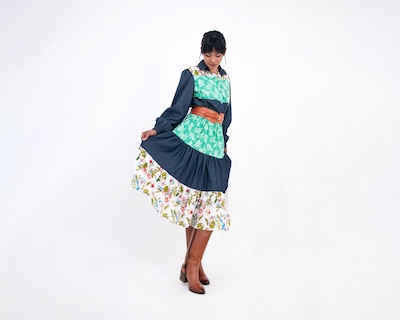 Foto 3 | Vestido De Dama A Ángelozano Tipo Campirano Varios Estampados, Con Cinto De Hebilla, Al-w 55